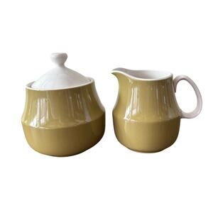 VTG Mikasa Tampa Cream & Sugar Set | Olive Green | D1450 Japan Cera-Stone | EUC